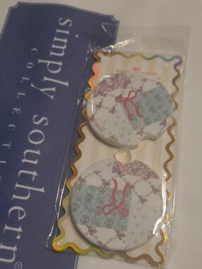 Simply Southern Floral Car Coasters - Blue, Lavender & Pink Bow 2 Coasters